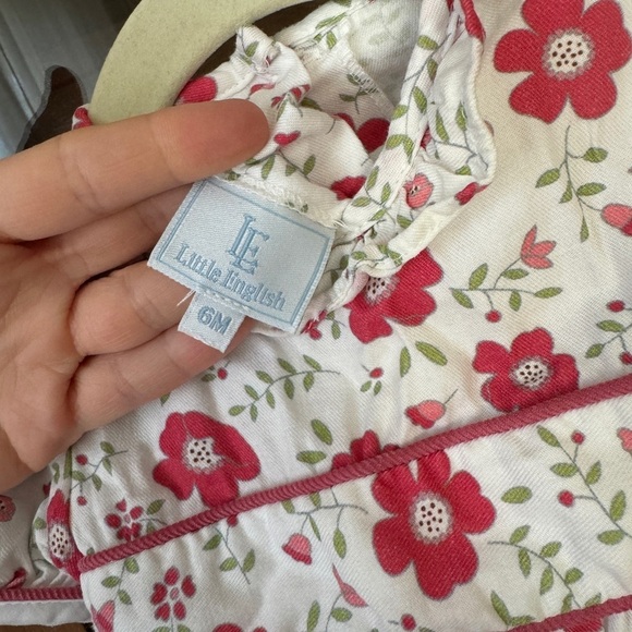 Little English poppies bubble romper short puff sleeves baby girl floral collar - Picture 2 of 7